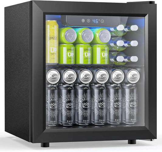 Mini Fridge 130 Can Beverage Refrigerator Cooler, 3.2 Cu.Ft Drink Fridge for Soda Wine Beer, Adjustable Temperature Control for Home Office, Black