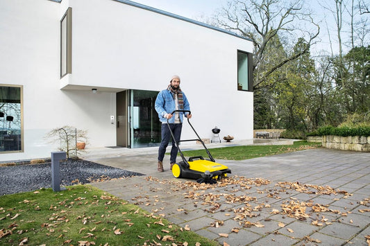 S 6 Twin Walk-Behind Outdoor Hand Push Floor Sweeper - 10 Gallon Capacity - 33.9" Sweeping Width - Sweeps up to 32,300 Square Feet/Hour