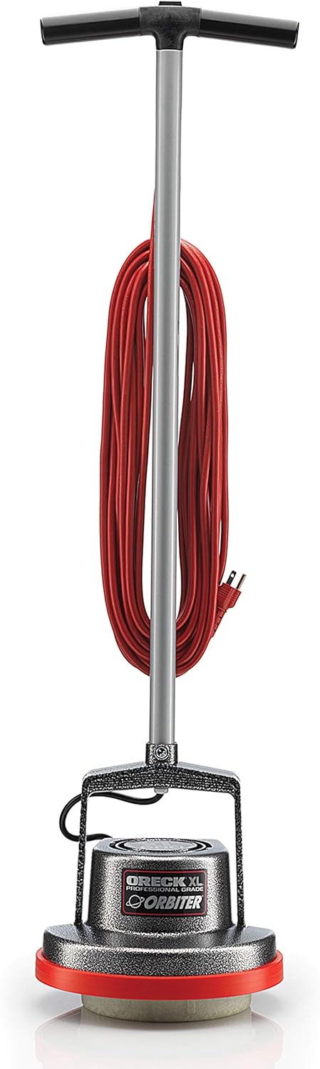 Oreck Commercial Orbiter Hard Floor Cleaner Machine, Multi-Purpose Floor Cleaning, Random Orbital Drive, Wide Cleaning Path, 50-Foot Long Cord, ORB550MC, Gray/Red
