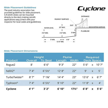 S.R. Smith 698-209-58124 Cyclone Right Curve Swimming Pool Slide, Gray Granite