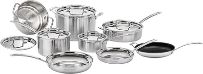 MultiClad Pro Stainless-Steel Cookware 13-Piece Cookware Set, Silver