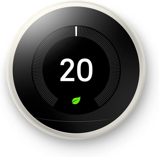 Nest 3rd Gen Learning Thermostat, Programmable Smart, Alexa Compatible, White, Wi-Fi, Energy Saving, Home Use