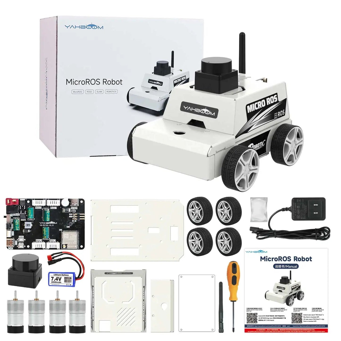 Robot Car Kit Virtual Machine Control Programmable Toy With Metal Motor 2MP Camera Adopt ROS2-Humble Python3 Programming