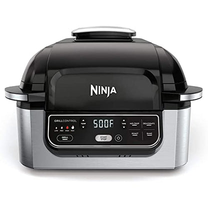 Ninja AG301 Foodi 5 in 1 Indoor Electric Grill with Air Fry, Roast, Bake & Dehydrate Programmable, Black/Silver: Home & Kitchen