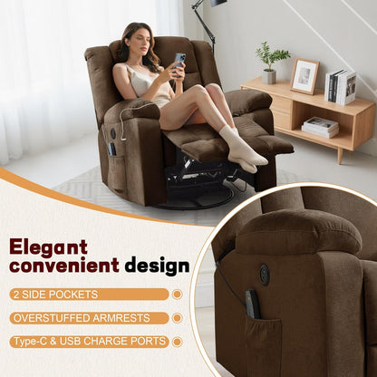 Rocker Recliner Glider Recliner Chairs for Adults 360° Swivel Rocking Chair