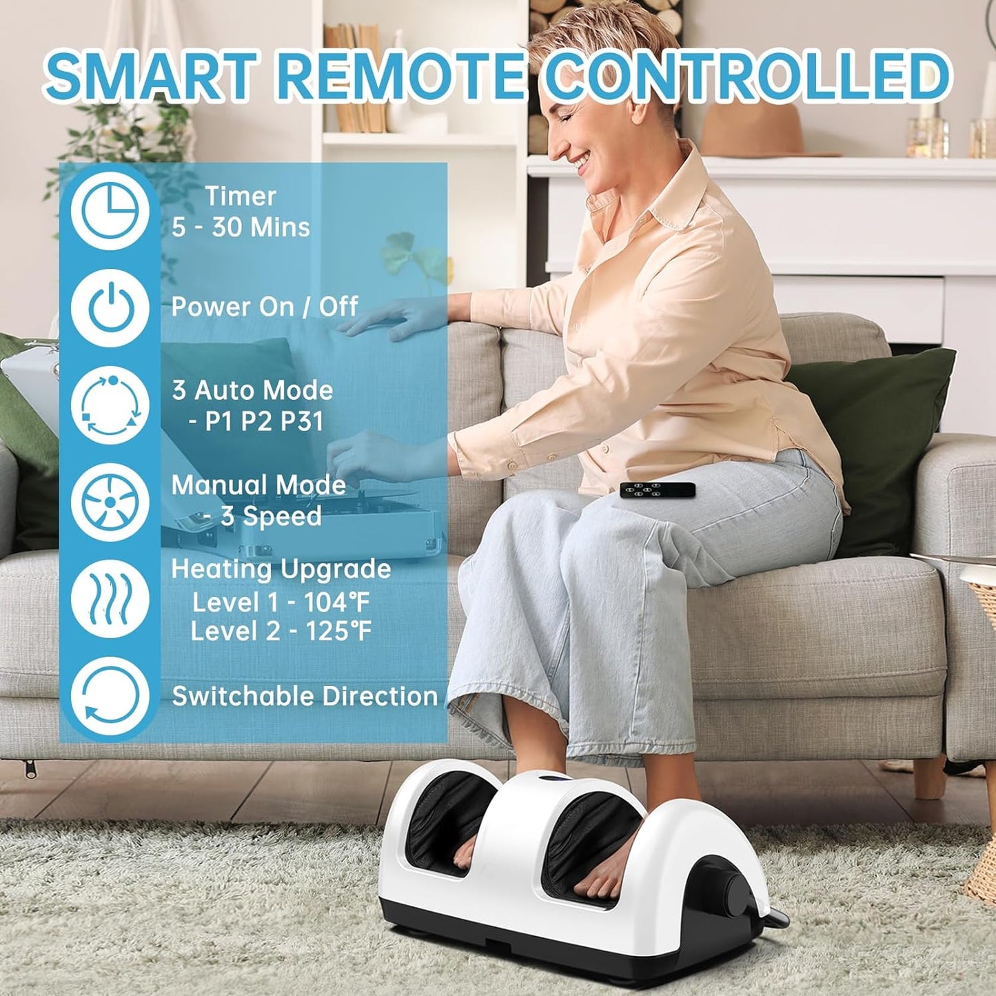 Shiatsu Foot Massager with Heat-Foot Massager Machine for Neuropathy, Plantar Fasciitis and Pain Relief-Massage Foot, Leg, Calf, Ankle with Deep Kneading Heat Therapy, Gift for Mother's Day