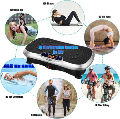 Vibration Plate Fitness Platform Exercise Machine Vibrating Lymphatic Drainage Shaking Full Body Shaker Workout Vibrate Stand Shake Board Sport Gym for Weight Loss Fat Burner for Women Men