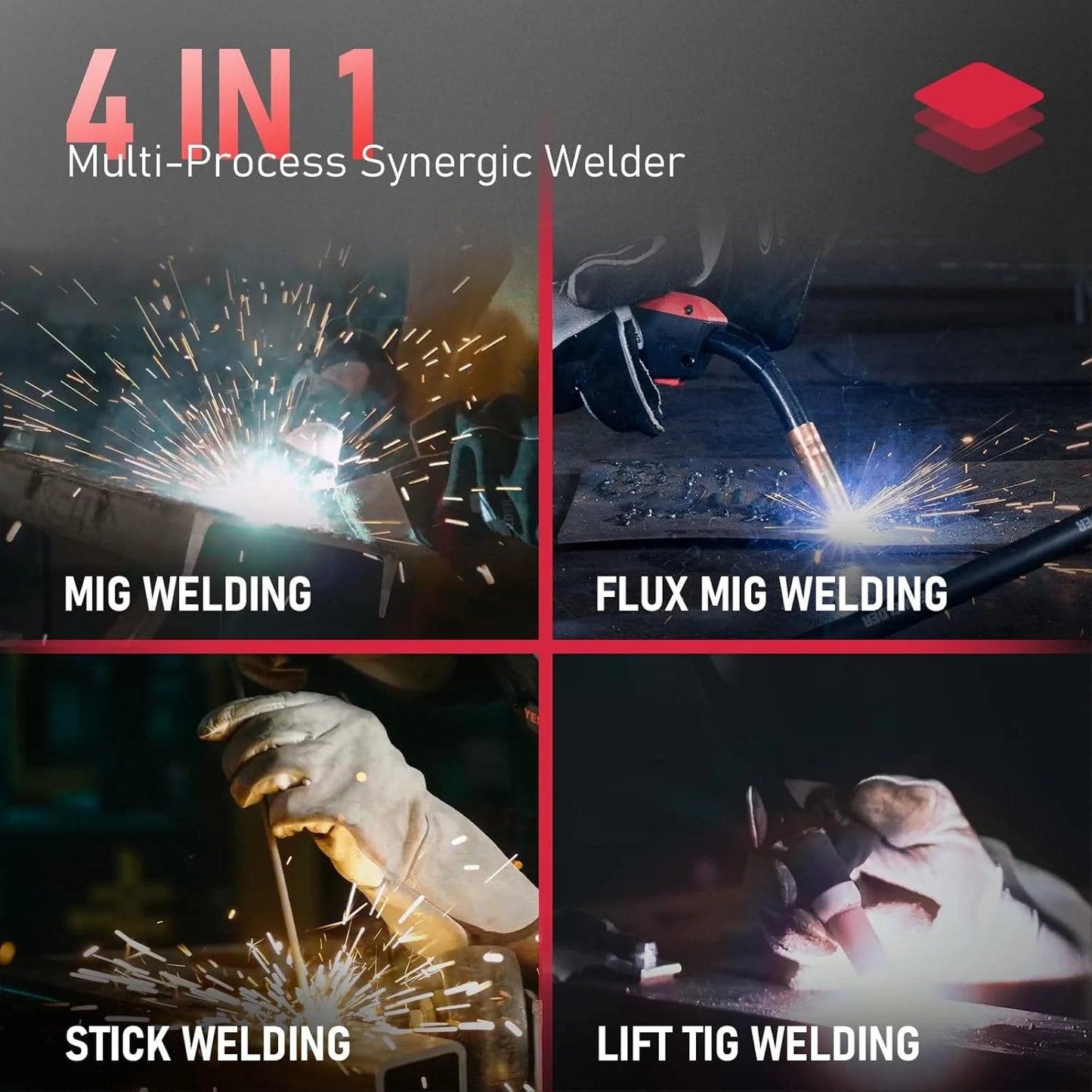 YESWELDER 135Amp MIG Welder,110V Flux Core Welder Flux Core MIG/Lift TIG/Stick 3-in-1 Large LED Digital Display Welding Machine IGBT Inverter Welder FLUX-135PRO