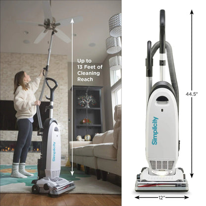 Simplicity Vacuums Allergy Bagged Vacuum Cleaner for Carpet and Hardwood, Multi Surface Upright Vacuum Cleaner with Certified HEPA Vacuum, Pet Vacuum, S20EZM