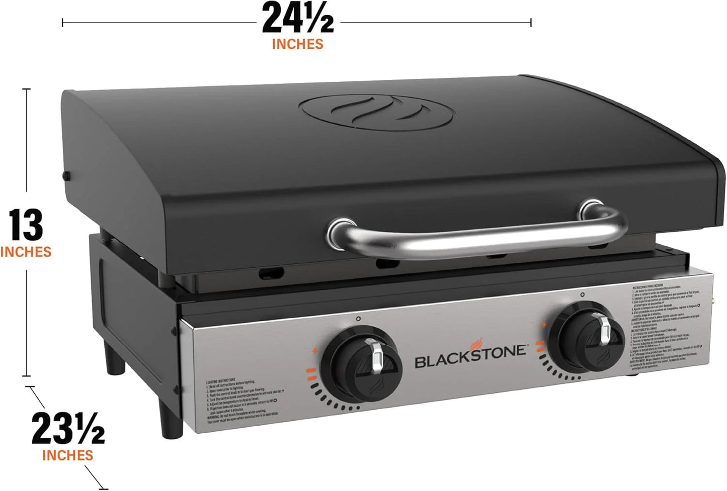 Blackstone 1666 22” Tabletop Griddle with Stainless Steel Faceplate, Powder Coated Steel, Black