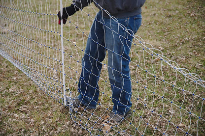 Starkline Electric Poultry Netting Kit C AC Energizer (48 x164 White/Blue Poultry Netting) (12/48/3) All in One Electric Fence Kit for Backyards, Homesteads, Ranches or Farms