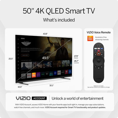 VIZIO 50" Quantum Pro 4K QLED Smart TV, HDR10+, 120Hz, 2023