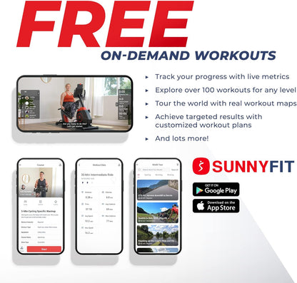 Sunny Elite Recumbent Cross Trainer, Arm/Leg Workout, Bluetooth App