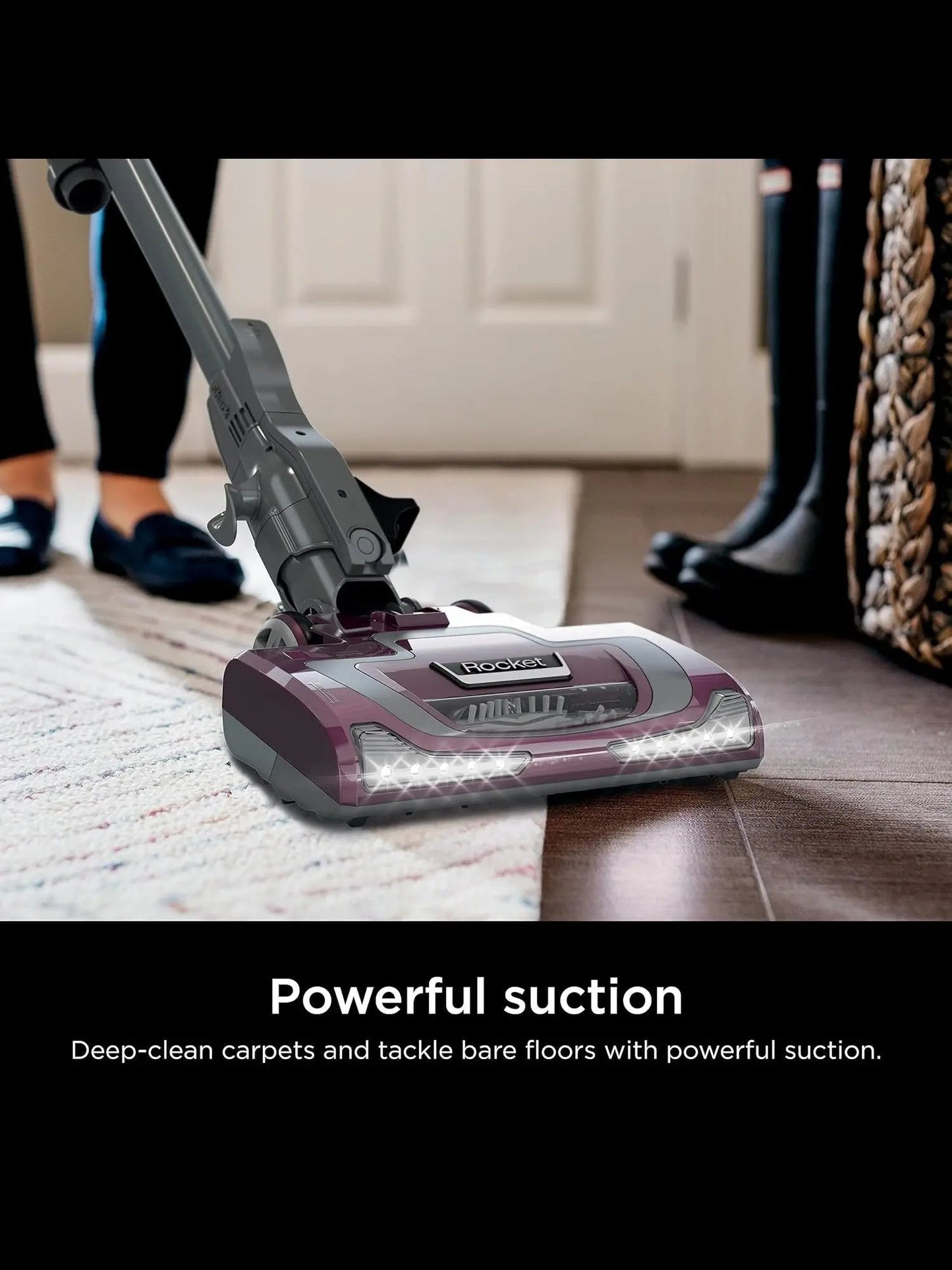 Shark HV322 Rocket Deluxe Pro Corded Stick Vacuum with LED Headlights, XL Dust Cup, Lightweight, Perfect for Pet Hair Pickup, Converts to a Hand Vacuum, with Pet Attachments, Bordeaux/Silver