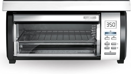 BLACK DECKER SpaceMaker Under Counter Toaster Oven, Digital Controls, Black/Stainless Steel, Fits 9′′ Pizza or 4 Slices