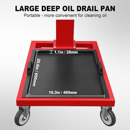 Rotating Engine Stand: Removable Oil Pan and Magnetic Tray, Turbine Turntable, 2 Brake Caster Lockable Wheels, 1,000 Lbs Capacity