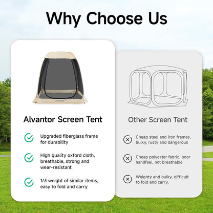 Screen House Room Camping Tent Outdoor Canopy Pop Up Sun Shade Shelter 8 Mesh Walls Not Waterproof Beige 12'x12' Patent Pending
