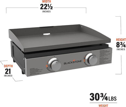 Blackstone 1666 22” Tabletop Griddle with Stainless Steel Faceplate, Powder Coated Steel, Black