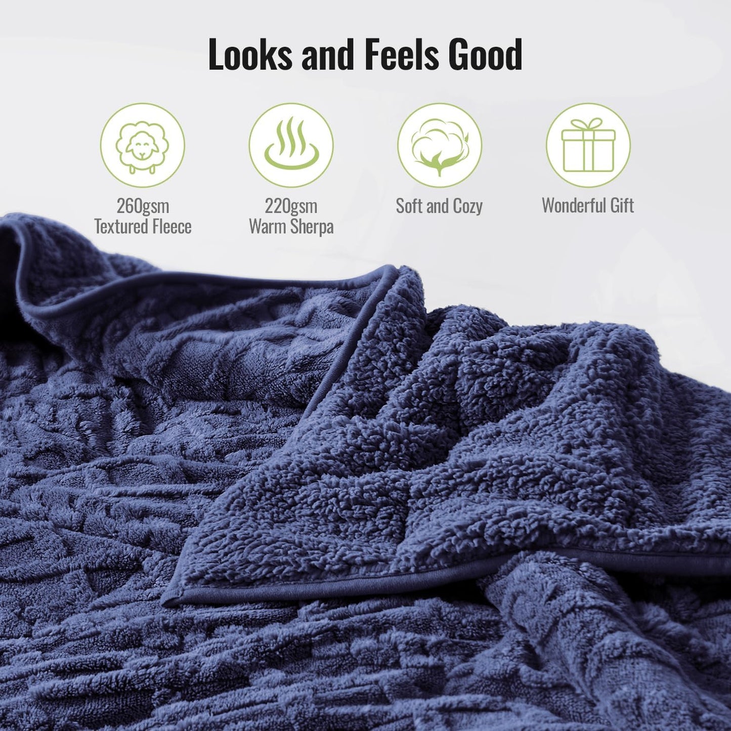 Goodsora Reversible Double-sided Weighted Blanket with Dual Fabric Texture