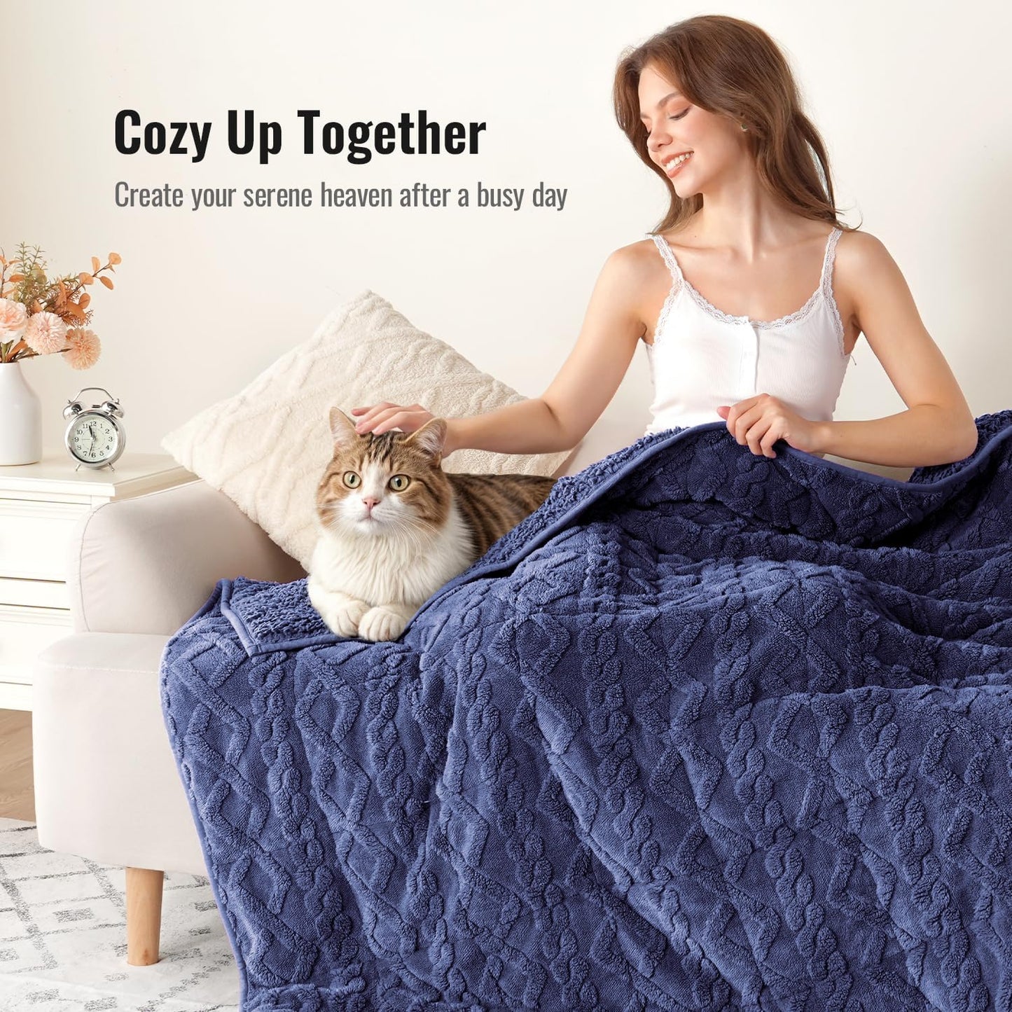 Goodsora Reversible Double-sided Weighted Blanket with Dual Fabric Texture