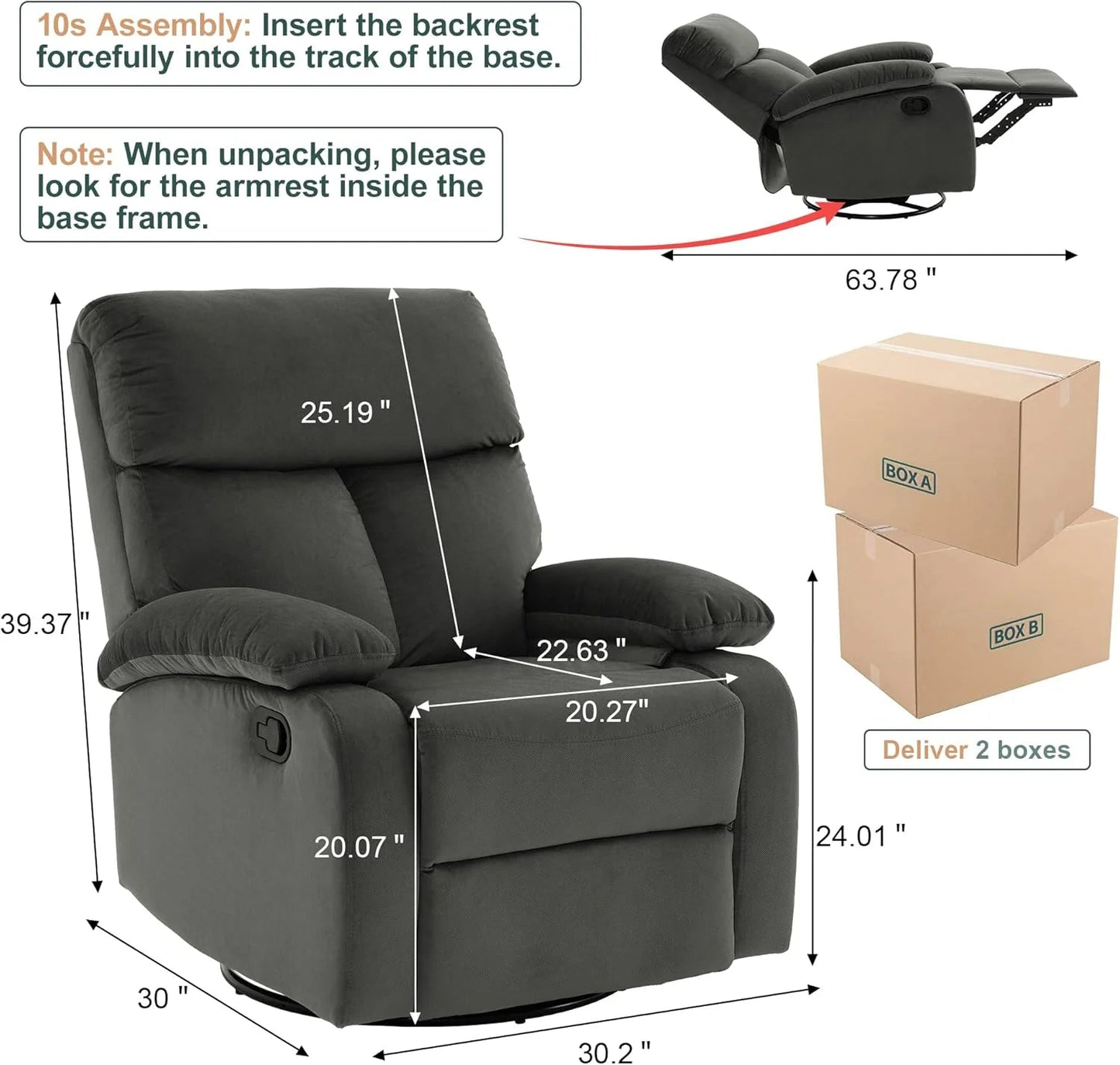Small Swivel Rocker Recliner Chair for Compact Spaces