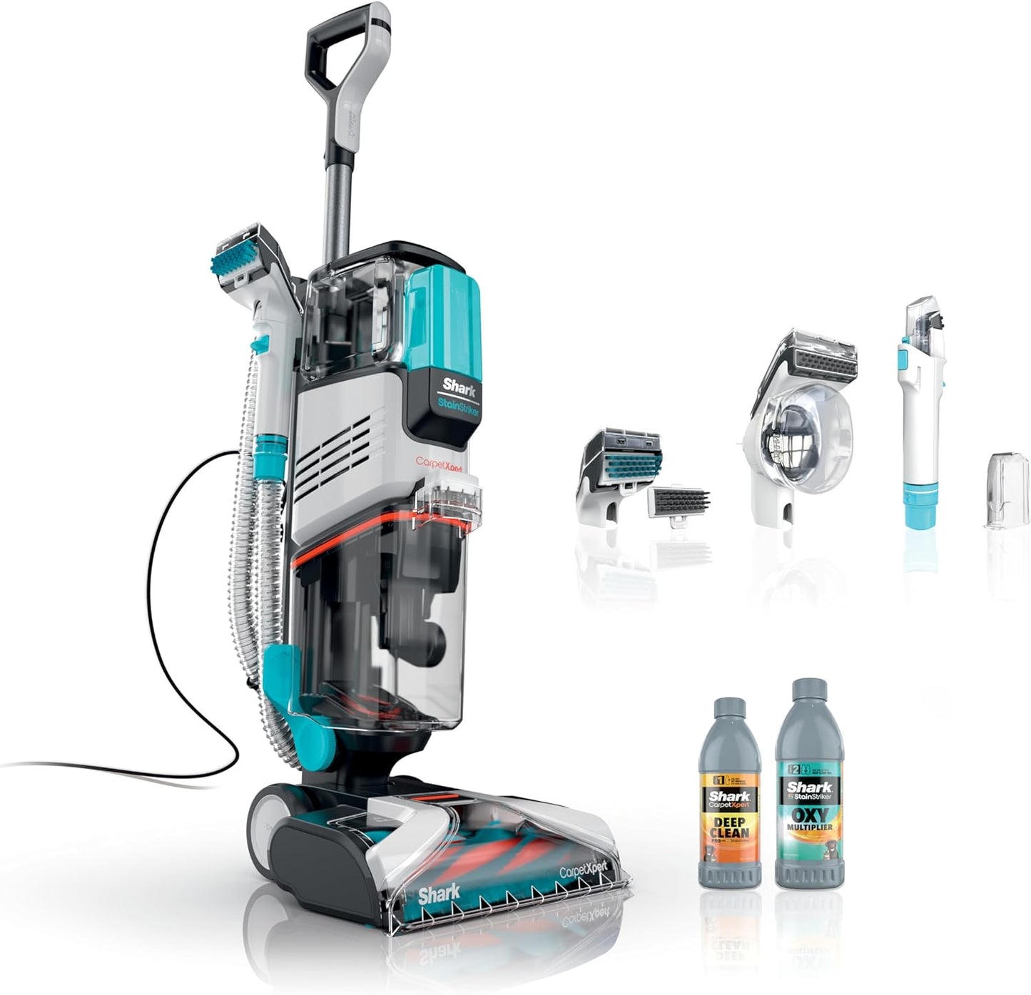 Shark CarpetXpert EX201 Carpet Cleaner, Cyan – Deep Cleaning with StainStriker, Perfect for Pets, Includes Spot & Stain Remover Tools