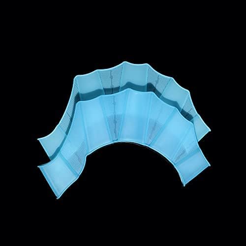 Swim Fins for Lap Swimming Silicone Gloves 1 Pair Swimming Equipment Unisex Shark Fin Swimming Fins(Size:Large,Color:Blue)