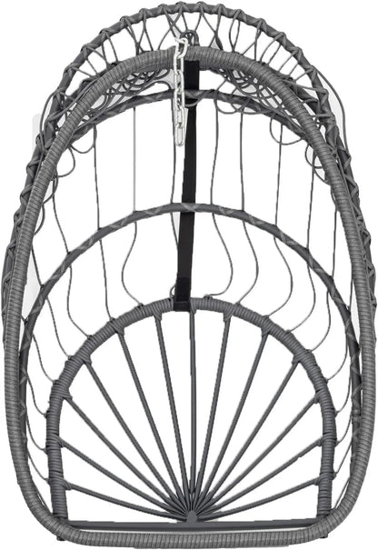 Yechen Indoor Outdoor Egg Hanging Chair with Stand, Patio Wicker Swing Egg Chair Indoor Swinging Chair Outdoor Hammock Egg Chair 350lbs Capacity for Patio Bedroom Balcony, Charcoal Grey (EG-001)