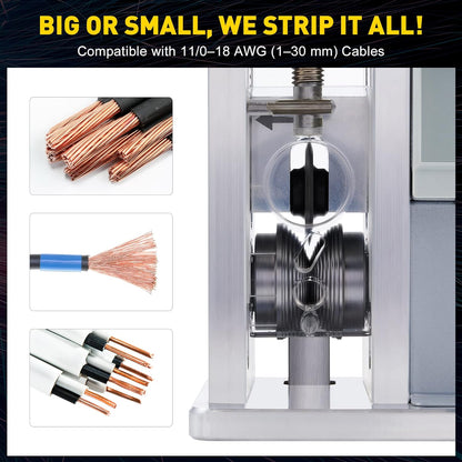 Speed Adjustable Wire Stripper, Automatic Cable Stripping Machine for 0.04"-1.2" Copper Wires, Electric Scrap Cable Stripper Tool for 11/0-18 AWG Wires, Cable Jacket Remover for Recycling