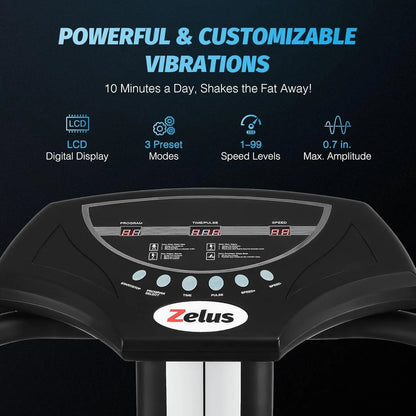 Whole Body Vibration Plate, 500W Vibration Plate Exercise Machine with 99 Levels 3 Preset Modes & 2 Resistance Bands, Training Fitness Vibration Platform Machine for Home Gym with 330lb Capacity