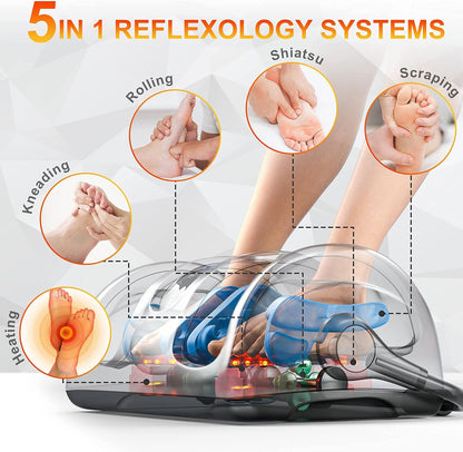 Shiatsu Foot Massager with Heat-Foot Massager Machine for Neuropathy, Plantar Fasciitis and Pain Relief-Massage Foot, Leg, Calf, Ankle with Deep Kneading Heat Therapy, Gift for Mother's Day