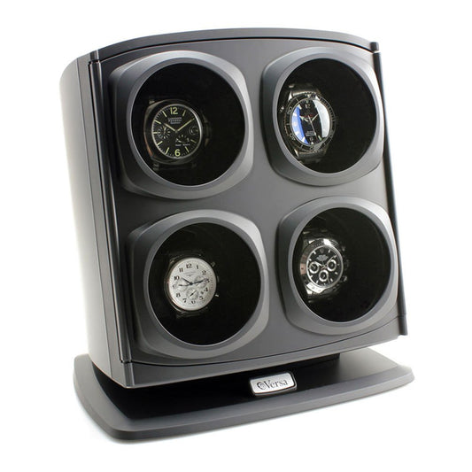 ON SALE Versa Quad Watch Winder in Black – Independently Controlled Settings – Multiple Direction and Timer Settings – Adjustable Watch Pillow – Plenty of Space for Large Watches