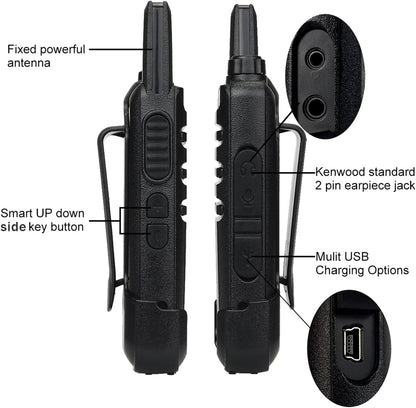 Talkies Mini, Rechargeable Two Way Radio Long Range, 2 Way Radio Small, Portable VOX, for Business Commercial Work School Church Restaurant (20 Pack,Black)