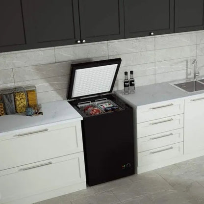 Northair 3.5 Cu Ft Chest Freezer, Black – Quiet Compressor, 2 Removable Baskets, 7 Temp Settings