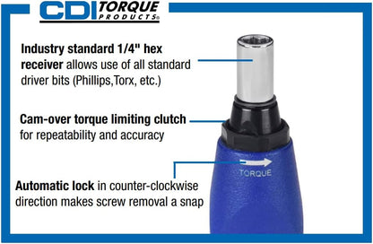 Torque 401SM Micro Adjustable Torque Screwdriver, Torque Range 5 to 40-Inch Pounds, 1/4-Inch