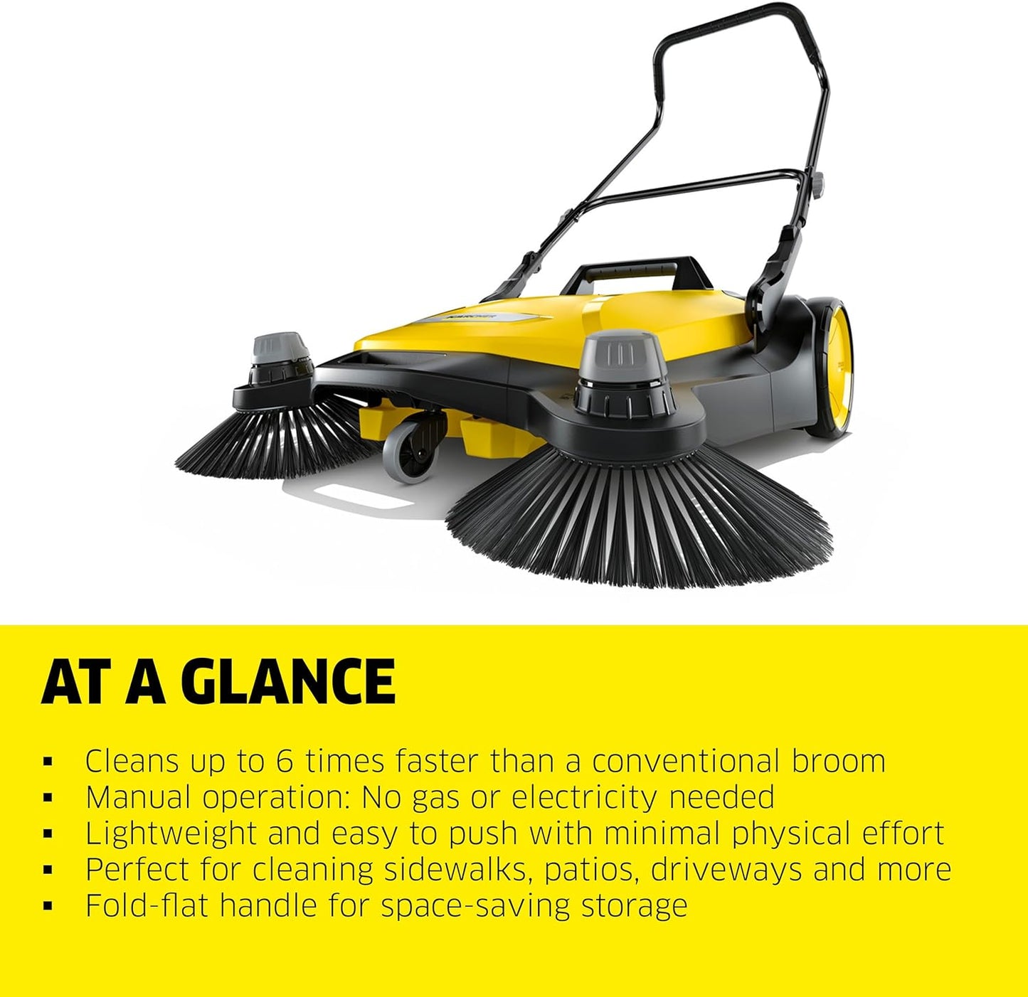 S 6 Twin Walk-Behind Outdoor Hand Push Floor Sweeper - 10 Gallon Capacity - 33.9" Sweeping Width - Sweeps up to 32,300 Square Feet/Hour