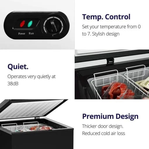 Northair 3.5 Cu Ft Chest Freezer, Black – Quiet Compressor, 2 Removable Baskets, 7 Temp Settings