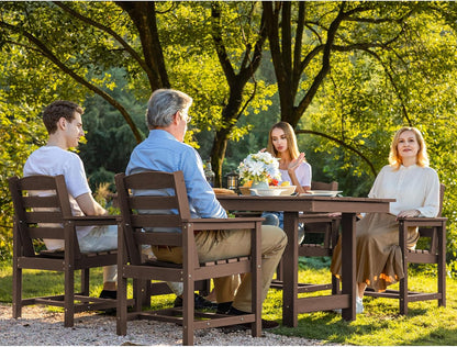 SERWALL 7-Piece Patio Table Set, Outdoor HDPE Dining Furniture with Umbrella Hole, All Weather Table and Chairs for Lawn, Garden, Poolside, Aruba