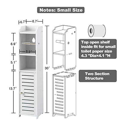 Toilet Paper Holder Stand, Storage Cabinet Beside Toilet for Small Space Bathroom