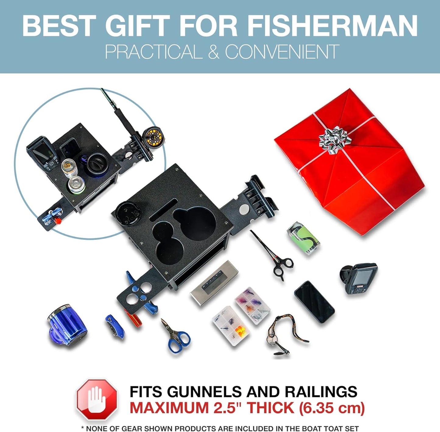 Boat Accessories for Fishing - Fits Gunnels Up to 2.5" Thick Regular