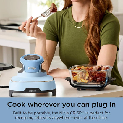 Ninja Crispi 4-in-1 Portable Glass Air Fryer Cooking System, 1500W, 4QT & 6-Cup TempWare Glass Containers with Storage Lids, Microwave, Freezer & Dishwasher Safe