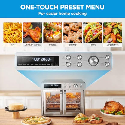 Midea Flexify French Door Toaster Oven Air Fryer Combo, 26.4 QT, Extra Large Air Fryer Countertop Oven 10 in 1 Combo, 25% Faster Cooking and 90% Less Oil, Stainless Steel : Home & Kitchen