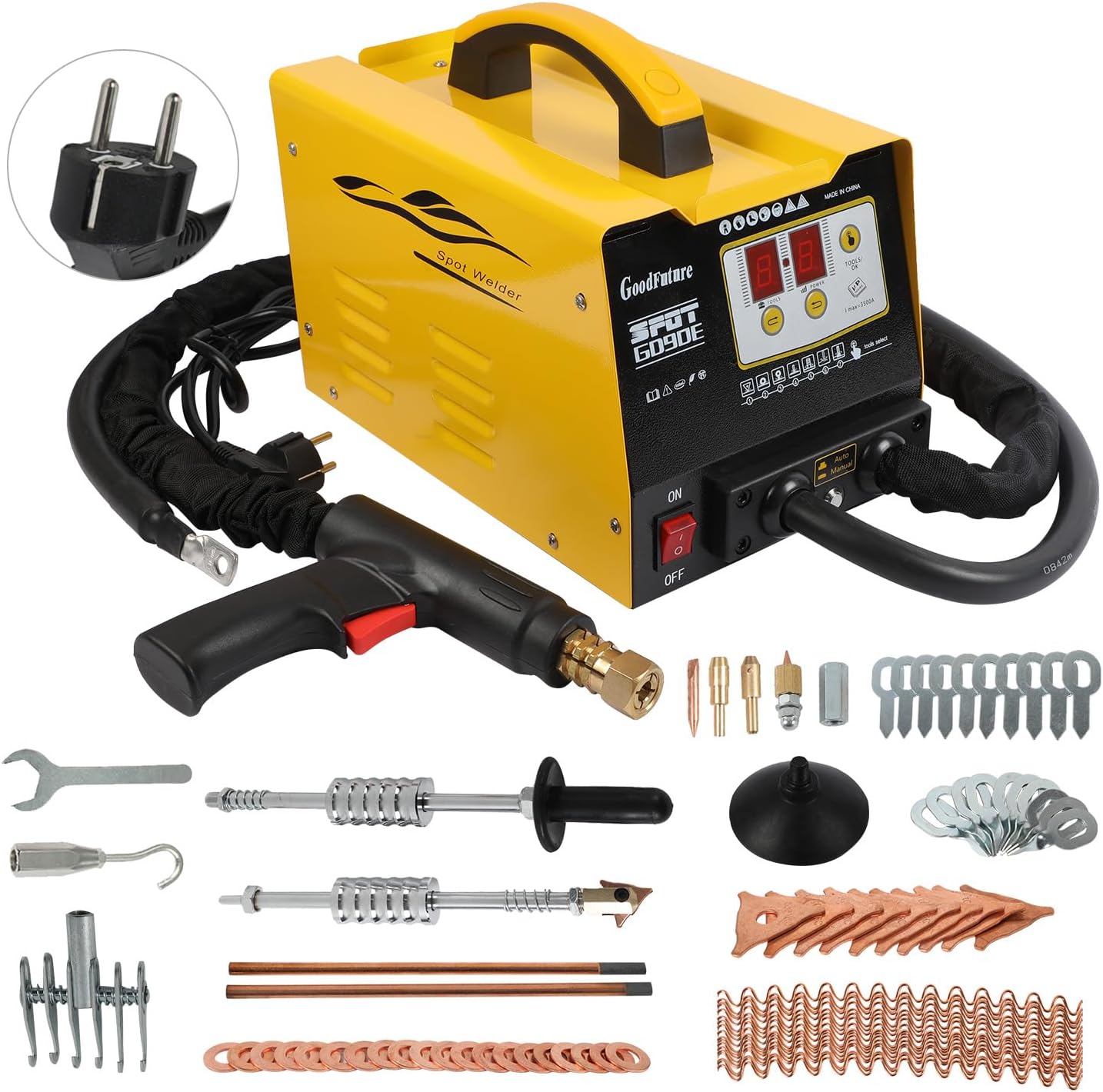Vehicle Panel Spot Puller Dent Spotter 110V, 3500A Spot Dent Puller Welder, 3KW Car Body Stud Welding Machine Multispot Bonnet Door Repair Tool Kit