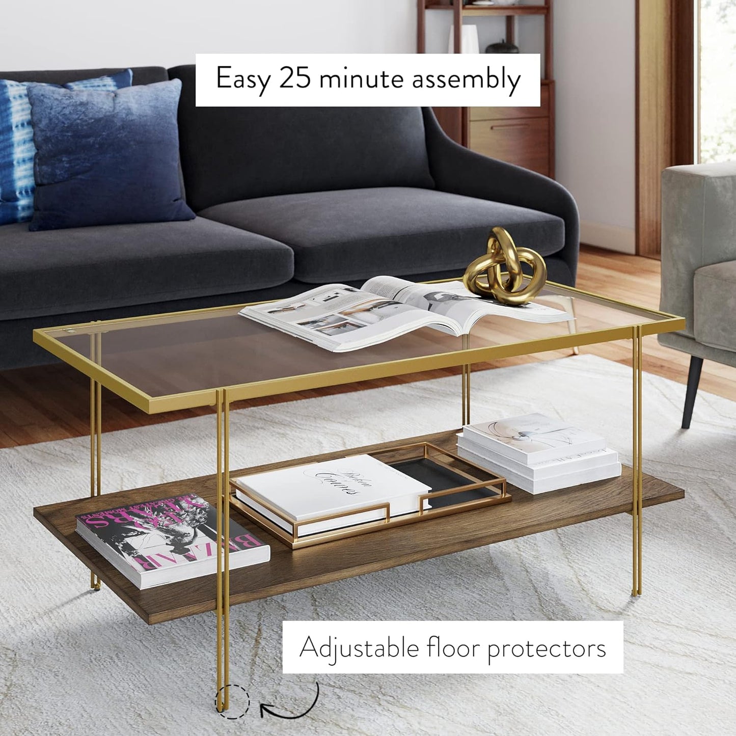 Nathan James Sonia Coffee Table with Storage Shelf, Light Wood/Rattan