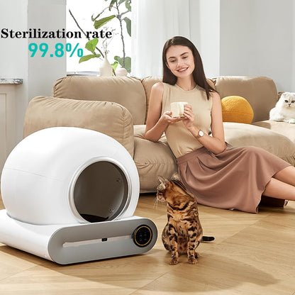 Self-Cleaning Cat Litter Box, Smart Cat Litter Cleaning Robot with APP Control, Automatic Cat Litter Box, Secure Alert/Health Monitor/Ionic Deodorizer/for Multiple Cats Updated