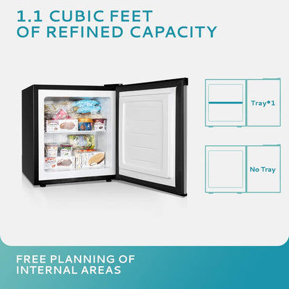 Upright freezer, 3.0 Cubic Feet, Single Door Compact Mini Freezer with Reversible Stainless Steel Door, Small freezer for Home/Dorms/Apartment/Office (Silver)