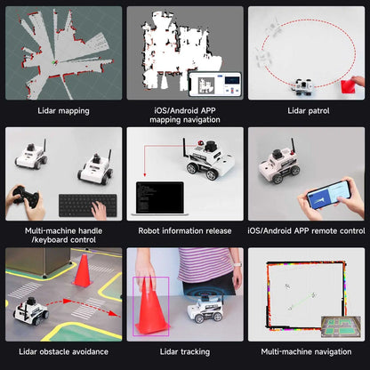 Robot Car Kit Virtual Machine Control Programmable Toy With Metal Motor 2MP Camera Adopt ROS2-Humble Python3 Programming