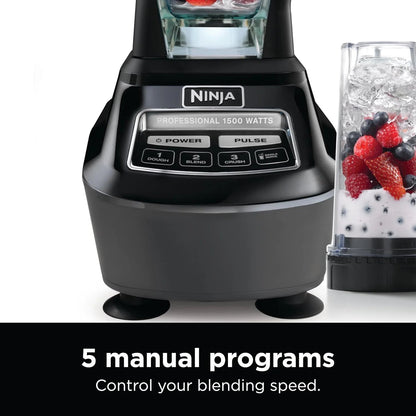 Ninja Blender, Mega Kitchen System, 1500W, 4 Functions for Smoothies, Processing, Dough, Drinks & More, with 72 Blender Pitcher, 64 Processor Bowl, 2 Nutri Cups + Lids, Black, BL770