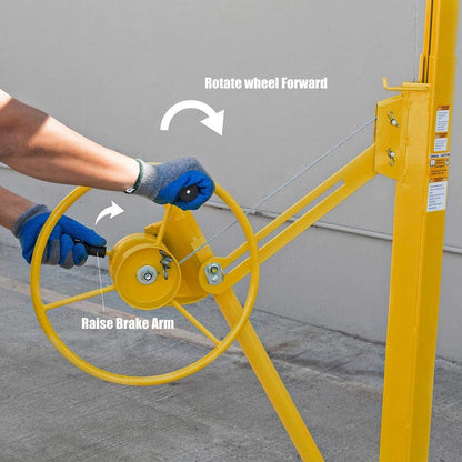 Stark USA 65044 65044 Drywall Lift 11' Yellow Rolling Sheetrock Panel Hoist Jack